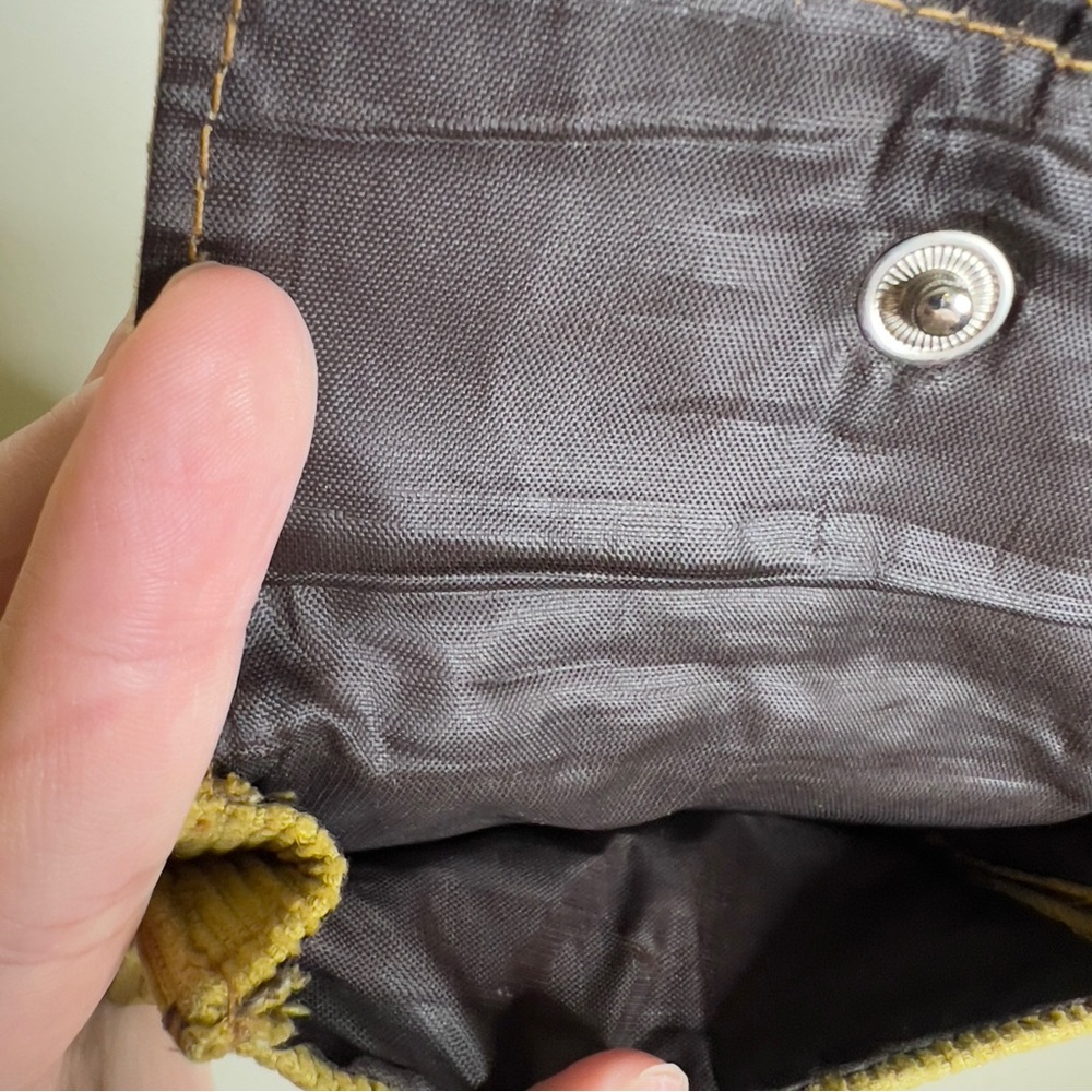 Vtg Y2K MUDD Corduroy Mini Bag Purse Yellow Classic Phone Case Pouch - Picture 12 of 16
